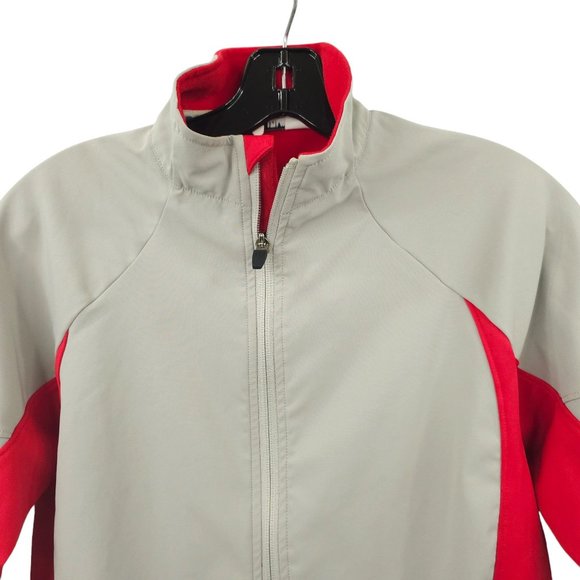 Pearl Izumi Full Zip Cycling Jacket Womens Size M Thumb Loop Sleeves Gray Red - Picture 9 of 16